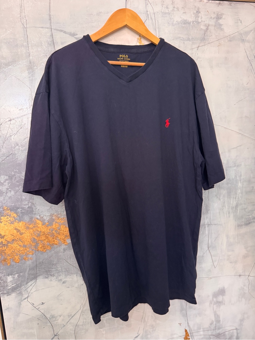 Polo by Ralph Lauren Navy V‑Neck T‑Shirt with Red Pony Logo